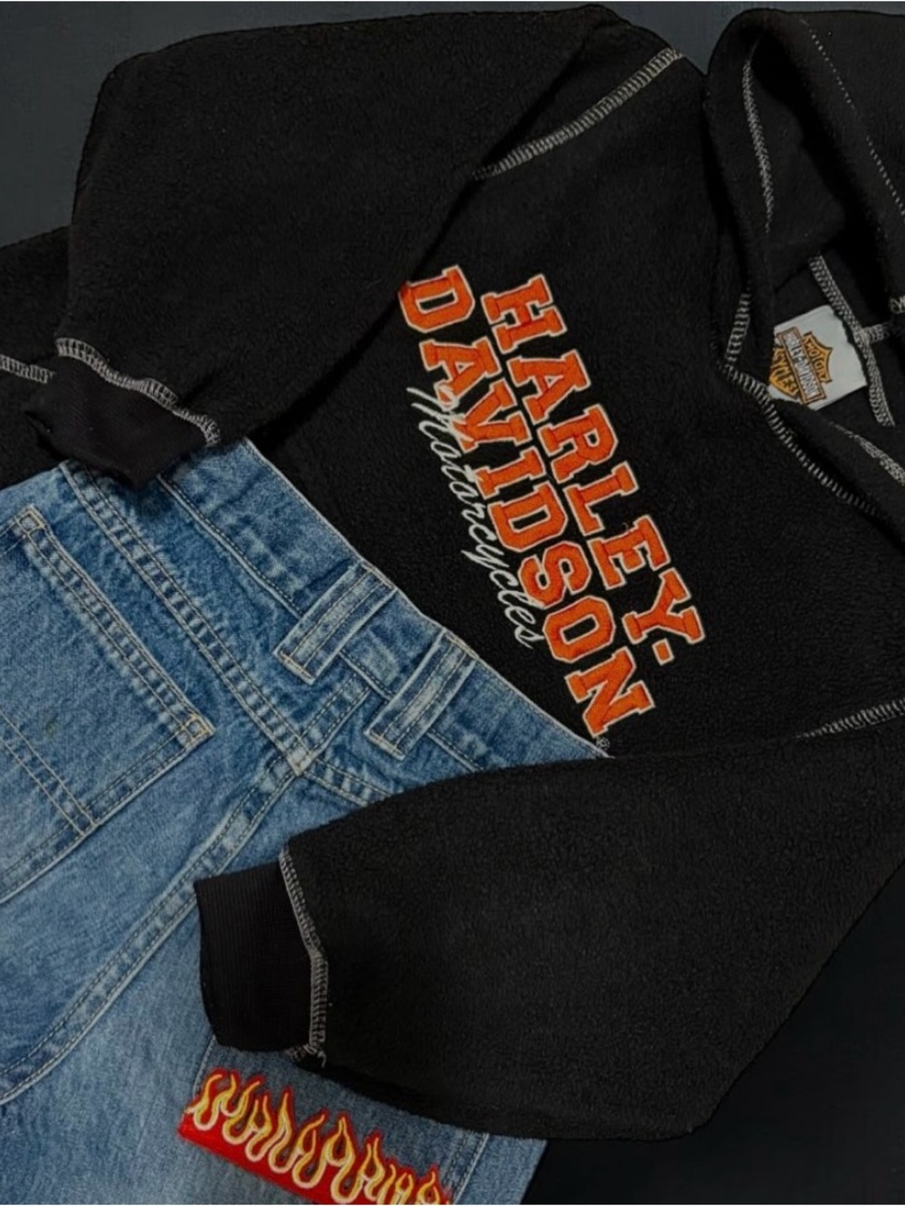 Harley-Davidson Black and Orange Logo Tag Hoodie